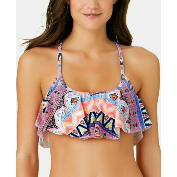 California Waves- Far Away Vacay Printed Strappy Bikini Set, Multi-color, M, NWT - Picture 4 of 5